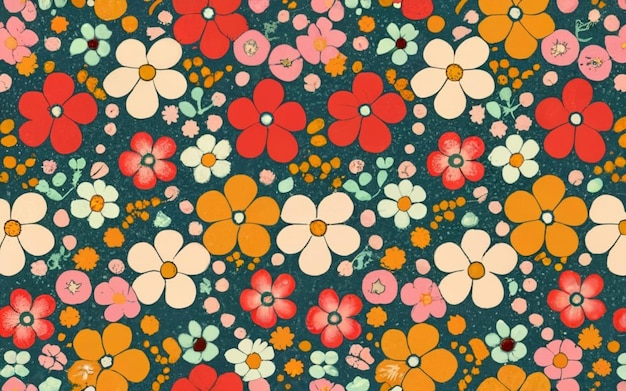 Nahtloses Design Farbiger abstrakter Blumenstrauß auf einem cremefarbenen Hintergrund