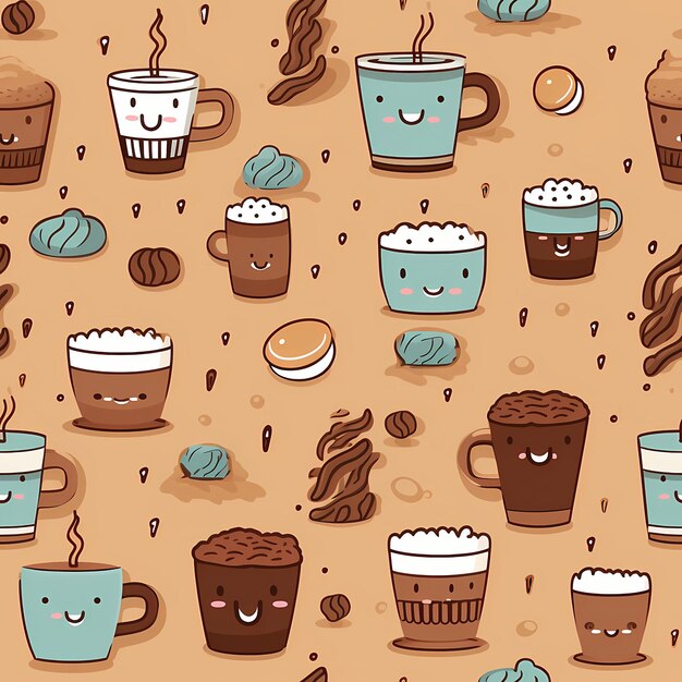 Nahtloses Kaffeemuster Kaffee-Muster-Hintergrund
