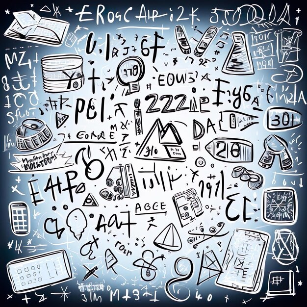Foto nahtloses mathematik-doodle-muster zurück zur schule