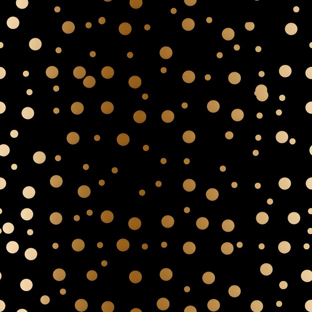 Foto nahtloses muster aus goldenen polka-punkten auf schwarzem hintergrund