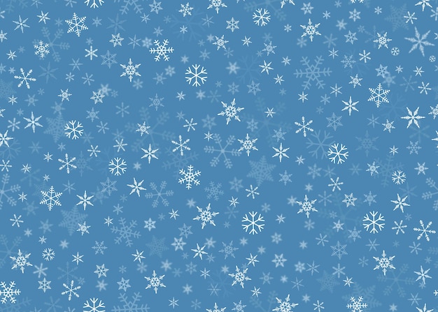 Nahtloses Muster aus weißen Schneeflocken auf blauem Hintergrund