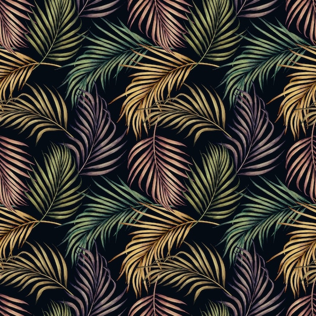 Nahtloses Muster des bunten Palmblattes der Aquarellmalerei.