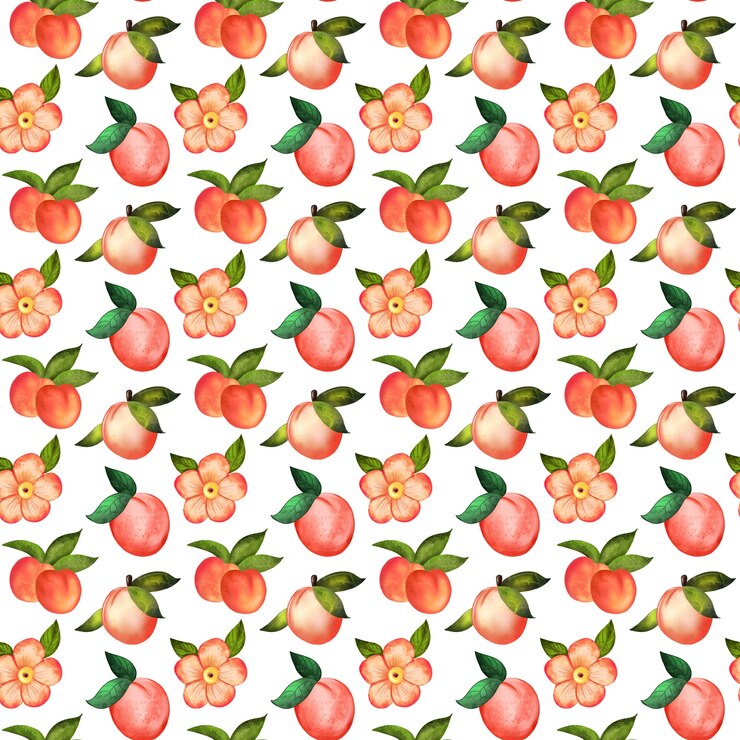 Foto nahtloses muster des digitalen aquarells der illustration von pfirsich und blumen