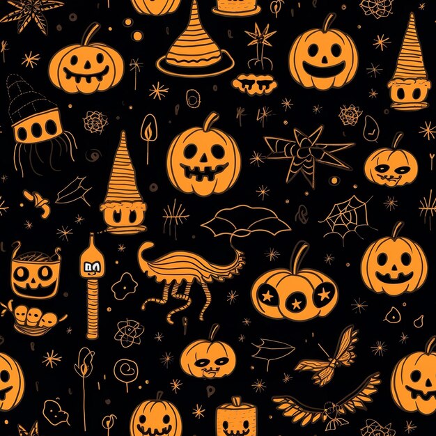 Nahtloses Muster Halloween orange-schwarzes Thema