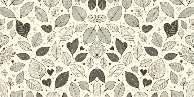 Nahtloses Muster mit Blättern Zierblättern Hintergrunddesign Vektorillustration