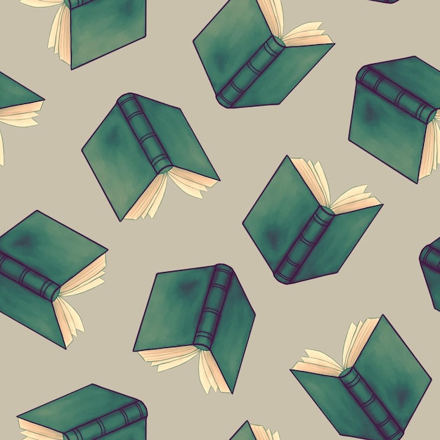Nahtloses Muster mit Büchern süße handgezeichnete Illustration Hintergrundtextur für Stoff stationär