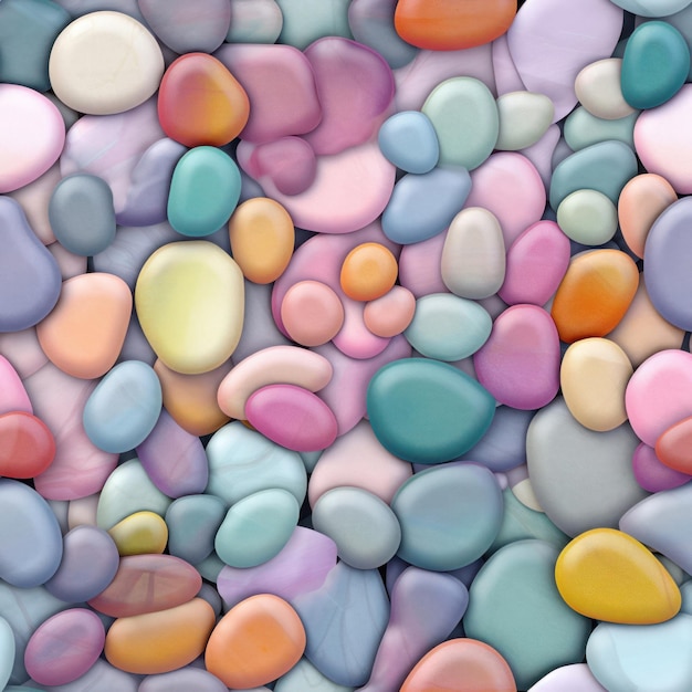 Nahtloses Muster mit bunten Kieselsteinen Abstrakter Hintergrund mit Steinen in hellen Pastellfarben