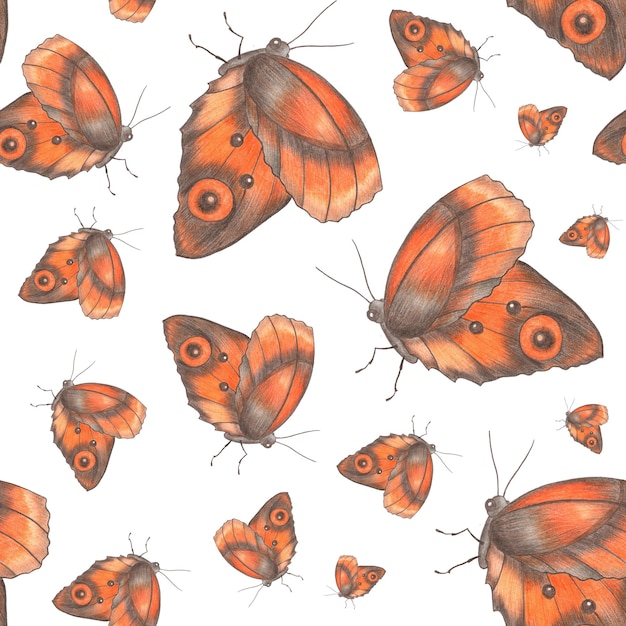 Nahtloses Muster mit bunten Schmetterlingen auf weißem Hintergrund