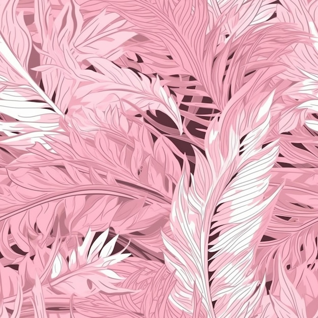 Nahtloses Muster mit Federn auf rosa Hintergrund.
