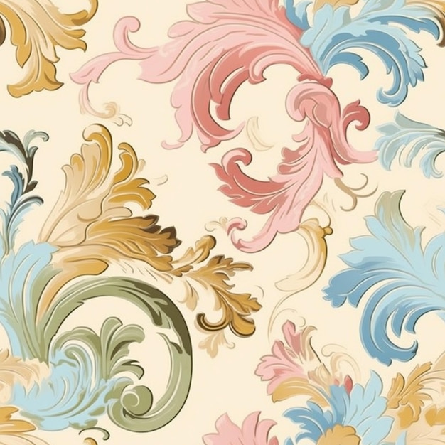 Nahtloses Muster mit floralem Design auf beigem Hintergrund.