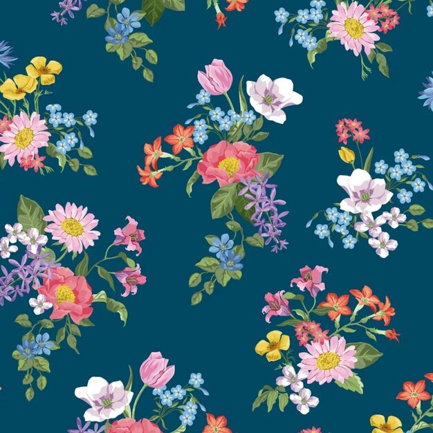 Nahtloses Muster mit floralen Blüten, Blättern, Illustration, Gekritzel, Tiernatur für Tapeten, Postkarten, Grußkarten, Hochzeitseinladungen, Geschenkpapier