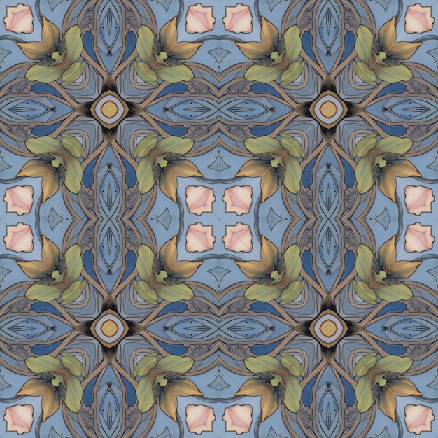Nahtloses Muster mit Mandalas in blauen Farben