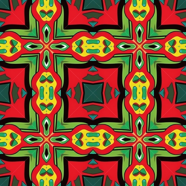 Nahtloses Muster mit Mandalas in grünen und roten Farben