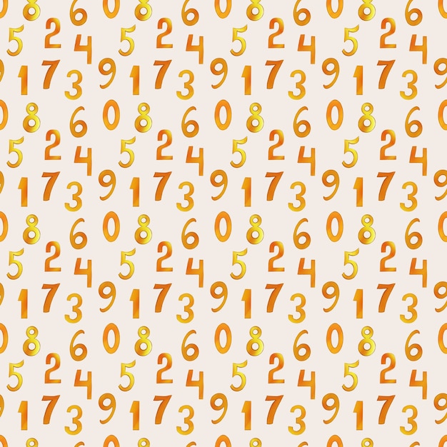 nahtloses Muster mit orange gezeichneten Zahlen