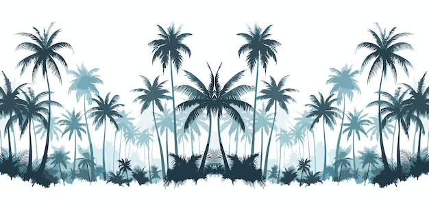 Nahtloses Muster mit Palmen, Silhouetten, tropischer Sommerhintergrund mit Kokosnussbäumen