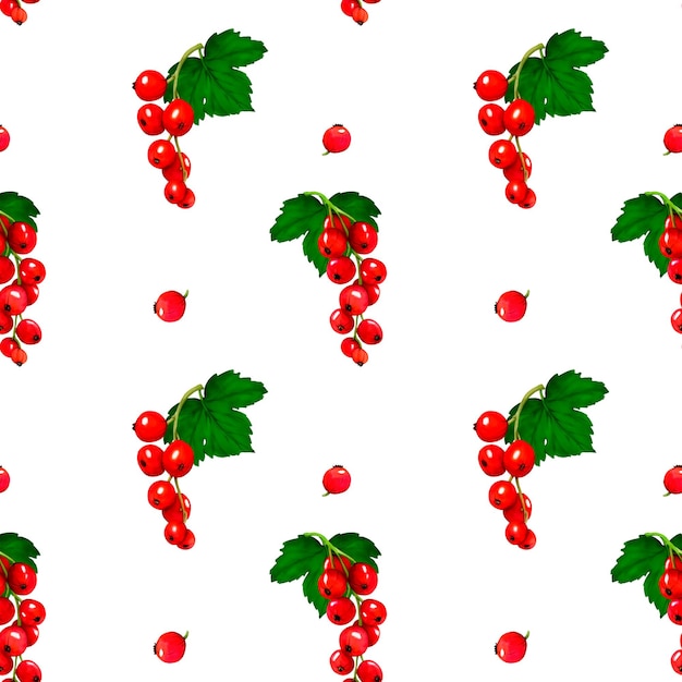 Nahtloses Muster mit roten Beeren Aquarell Johannisbeere isoliert auf weißem Hintergrund ClipArt Beerenzweige