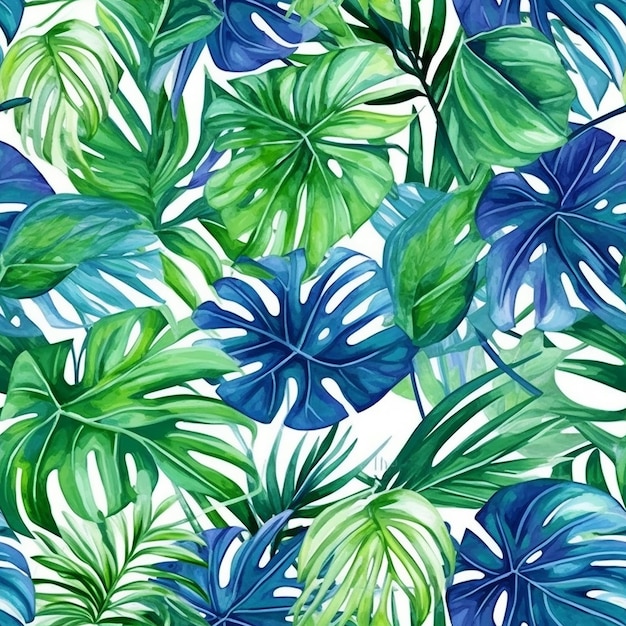 Nahtloses Muster mit tropischen Blättern auf weißem Hintergrund