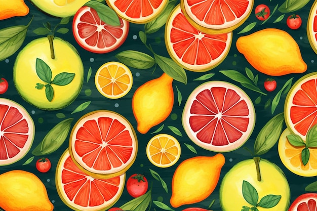 Nahtloses Muster mit Zitronen und Grapefruits. Vektorillustration
