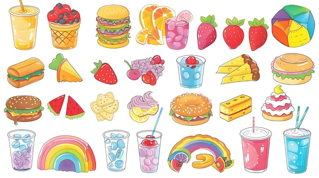 nahtloses Muster von Fast-Food-Symbolen Illustration