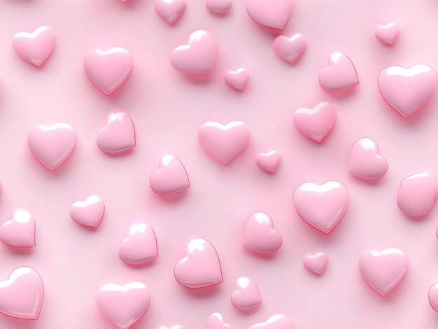 Nahtloses Muster von glänzenden rosa Herzen auf hellem Hintergrund