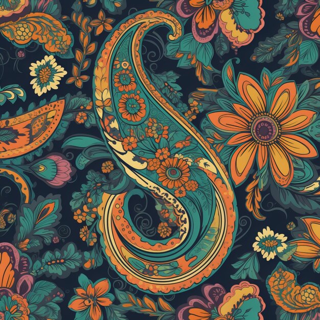 Nahtloses Paisley-Muster mit kräftigen Farben