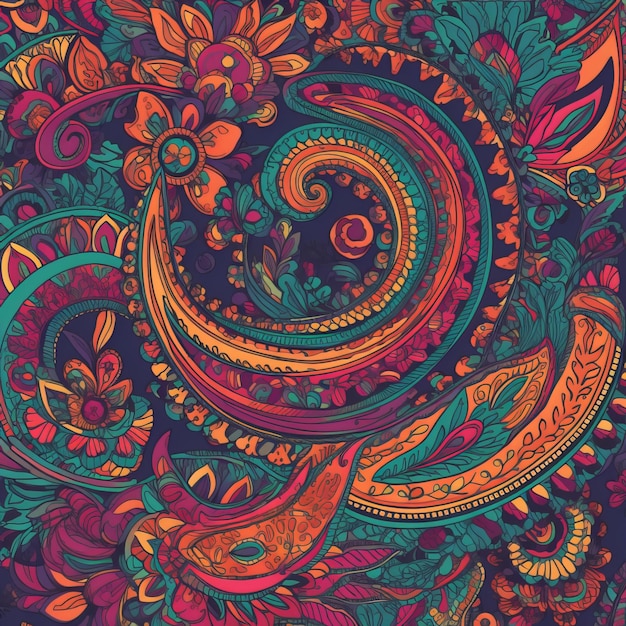 Nahtloses Paisley-Muster mit kräftigen Farben