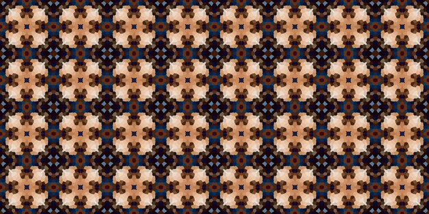 Nahtloses quadratisches Mosaikmuster Kaleidoskop-Muster in Gold und blauer horizontaler Textur