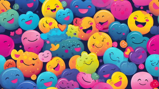 Nahtloses schönes Smiley-Gesicht-Illustrationsmuster in Farben