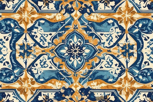 Nahtloses Vintage-Muster mit Azulejos-Fliesen Patchwork-Effekt für einen Hauch portugiesischen und spanischen Dekors