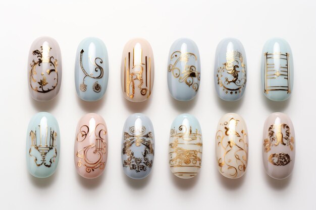 nail art com um design do design de uma nail art