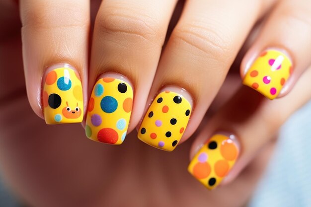 nail art polkadot nail design pop glitter nails estilo memphis AI generativa