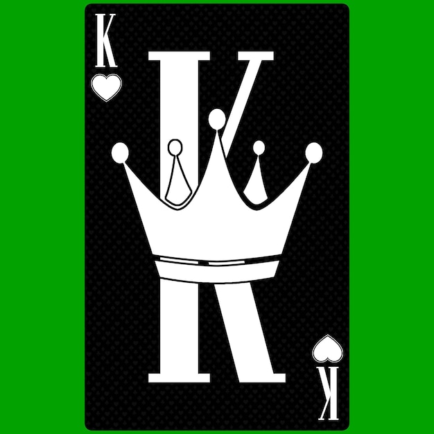 Naipe King of Hearts diseño moderno en blanco y negro Tamaño estándar poker poker casino 3D render 3D ilustración