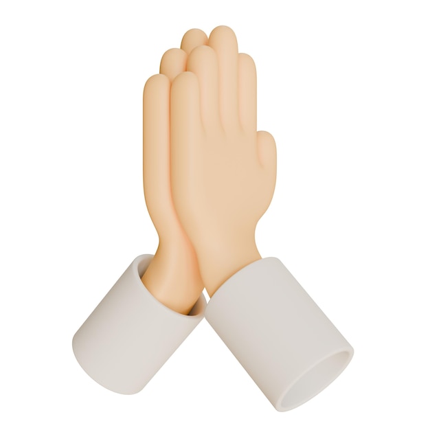 Namaste Hand 3D Render Elemento de diseño Vista derecha