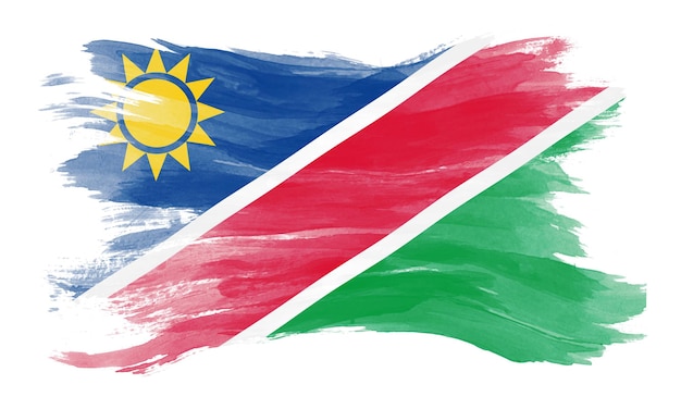 Namibia Flagge Pinselstrich, Nationalflagge auf weißem Hintergrund