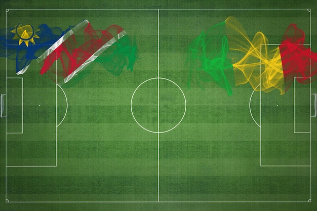 Namibia vs Mali Partido de fútbol colores nacionales banderas nacionales campo de fútbol juego de fútbol Concepto de competencia Espacio de copia