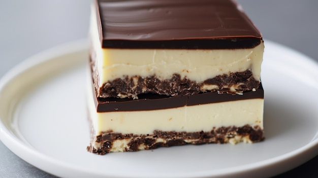 Foto nanaimo bars nobake sobremesa com crumb base custard butter icing e chocolate