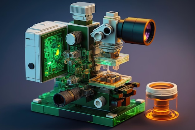 Nano-Forschungslabor mit Mikroskop für Nanotechnologien, erstellt mit generativer KI