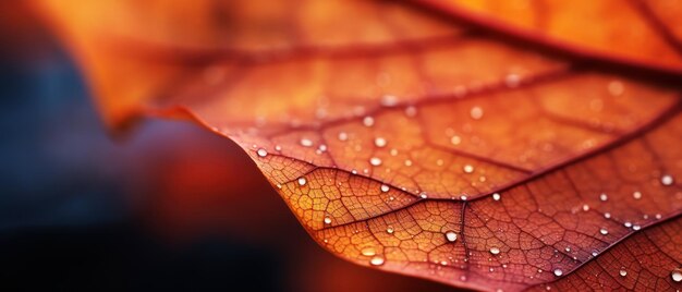 Nanofoto en primer plano de una hoja de otoño