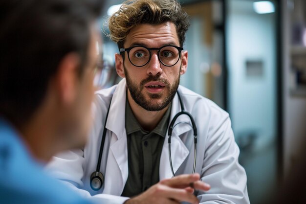 Foto não é nada para se preocupar com a foto de um jovem médico a falar com um paciente num consultório.