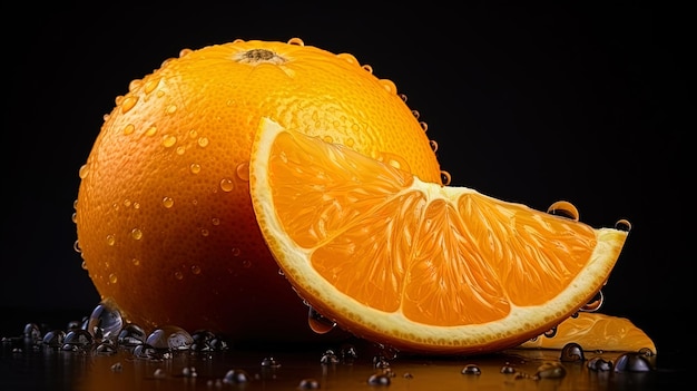 Foto naranja aislada con fragmentos del feto jugoso