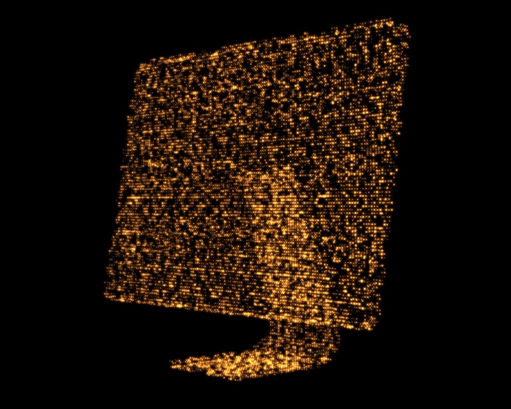 Foto naranja brillante pantalla de la computadora