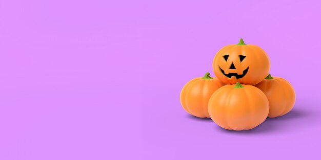 Naranja calabaza sobre un fondo fucsia 3D-rendering