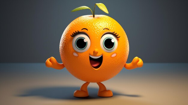 Naranja carácter adorable y adorable Ai generativo