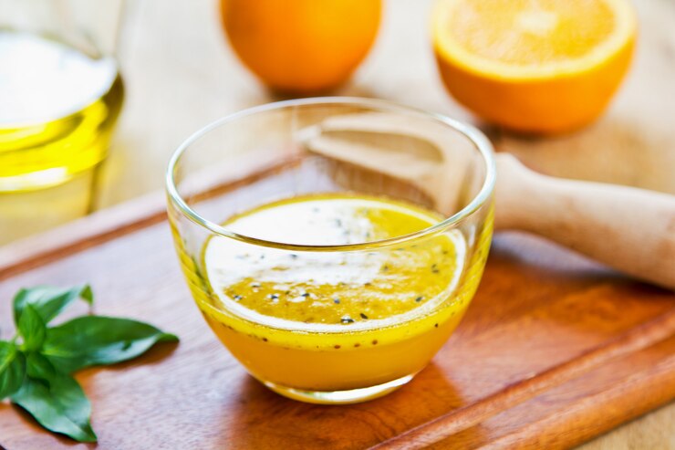 Naranja casera con vinagreta de sésamo negro