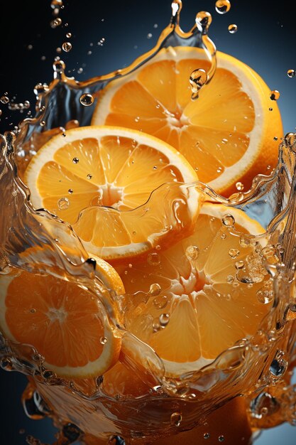 La naranja está siendo salpicada de agua.