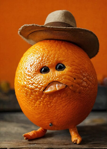 Foto un naranja gordo con un sombrero