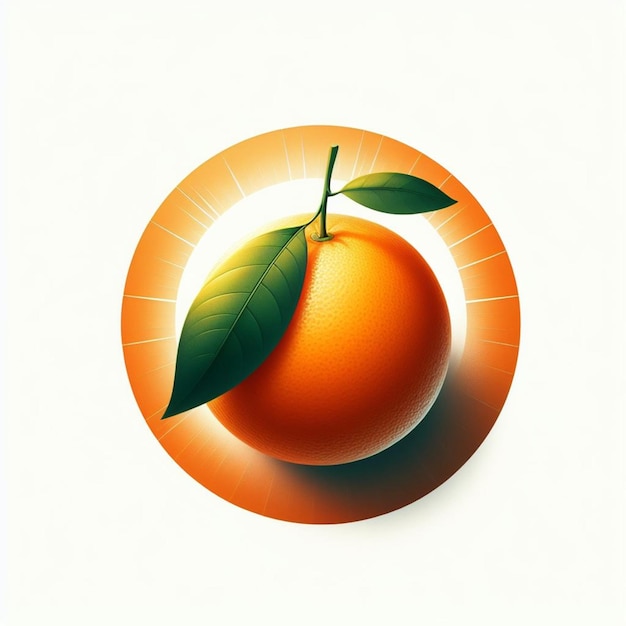 Foto una naranja con una hoja verde en ella