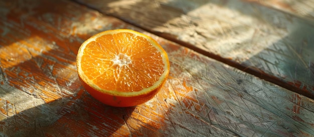 Naranja en una mesa de madera