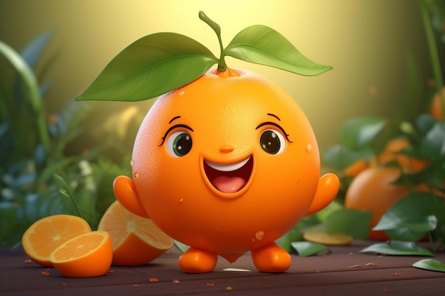 Una naranja sonriente con una sonrisa en la cara.