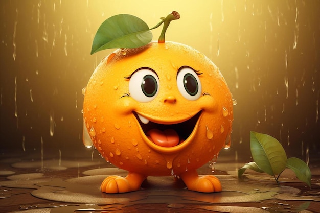 Una naranja sonriente con una sonrisa en la cara.